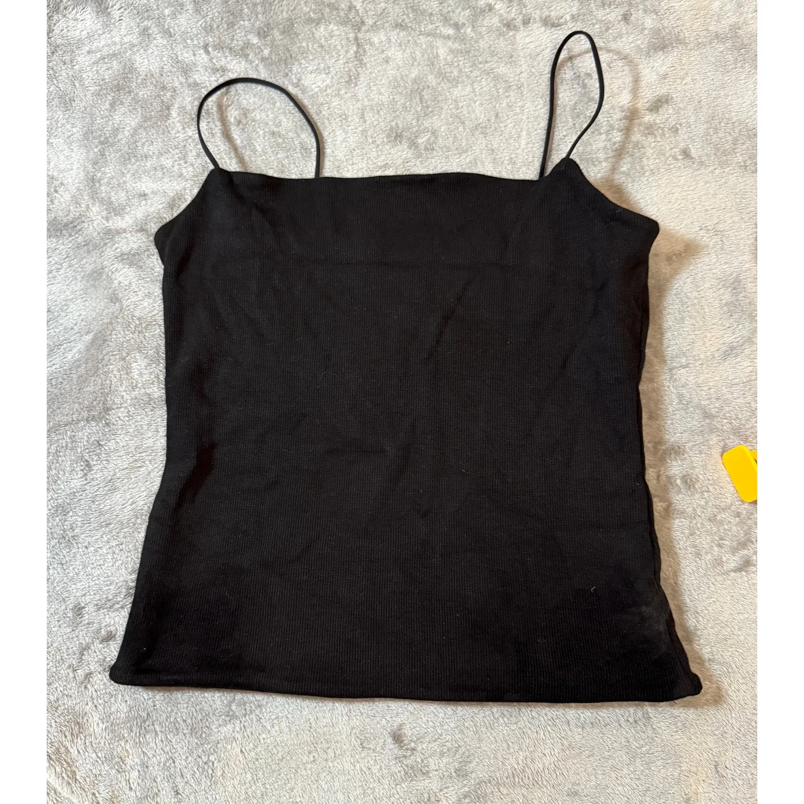 NWOT Madewell Jet Black Squareneck Tank Top SZ Medium Y2K‎ Stretch Causal Cotton - Image 5