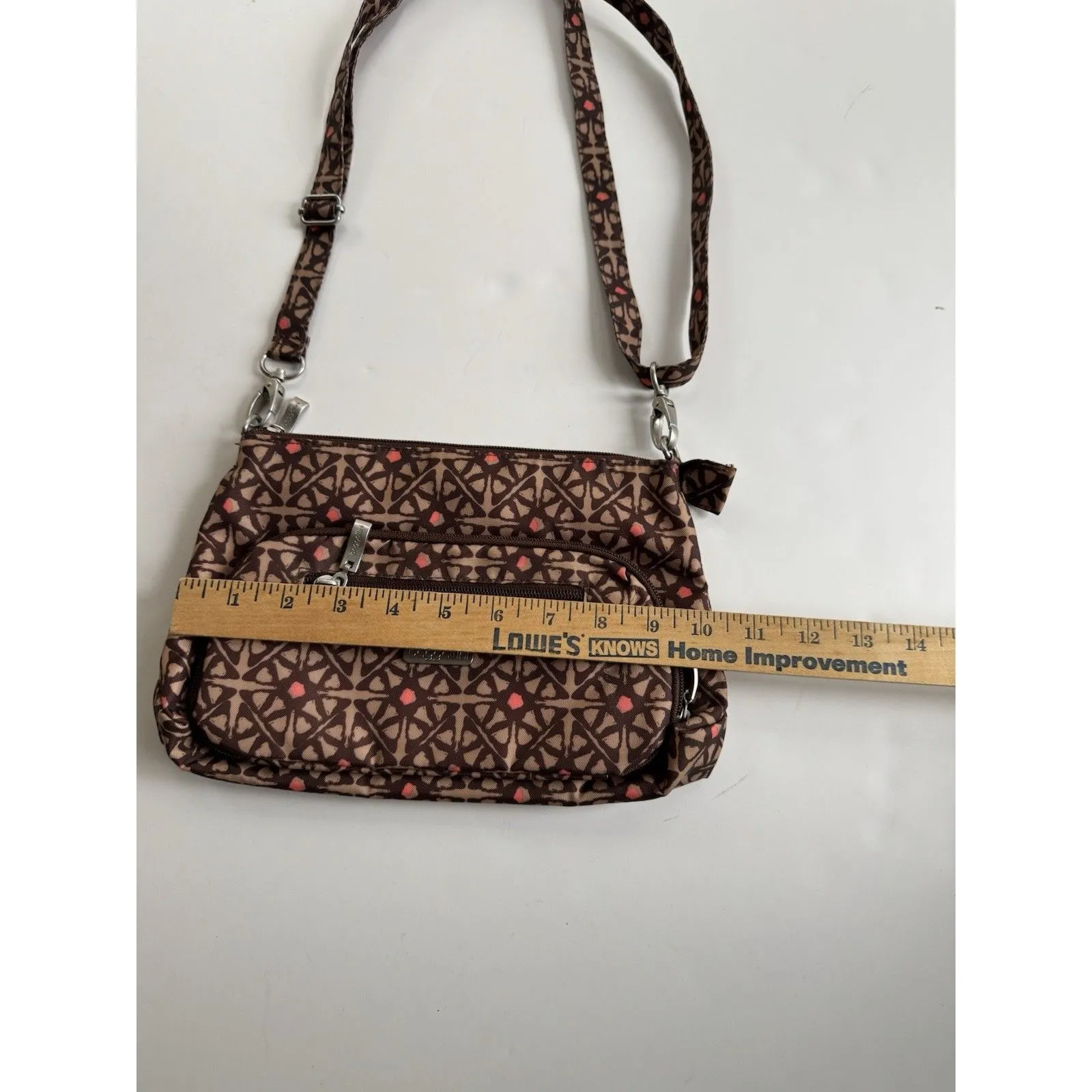 Baggallini Brown Crossbody Bag Purse Multiple Pockets Adjustable Zip Strap - Image 6
