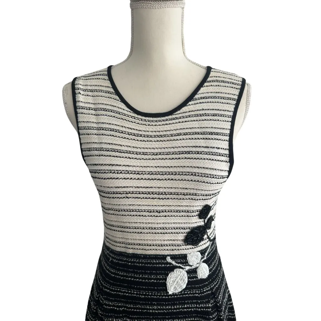 CAROLINA HERRERA Colorblock Knit Floral A Line Dress Size Medium - Image 6