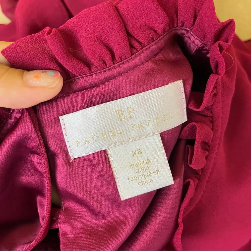 Rachel Parcell Maroon Ruffle Blouse NWT XS - Image 7
