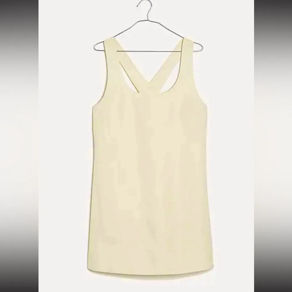 NWT MADEWELL Mini Dress Women 00 Yellow Linen Cross Back A-Line Broken Zipper - Image 4
