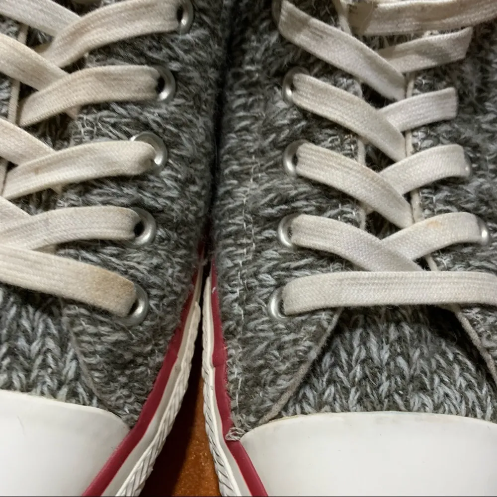 Converse All Star Sweater Knit Gray Low Top Sneakers - Image 8