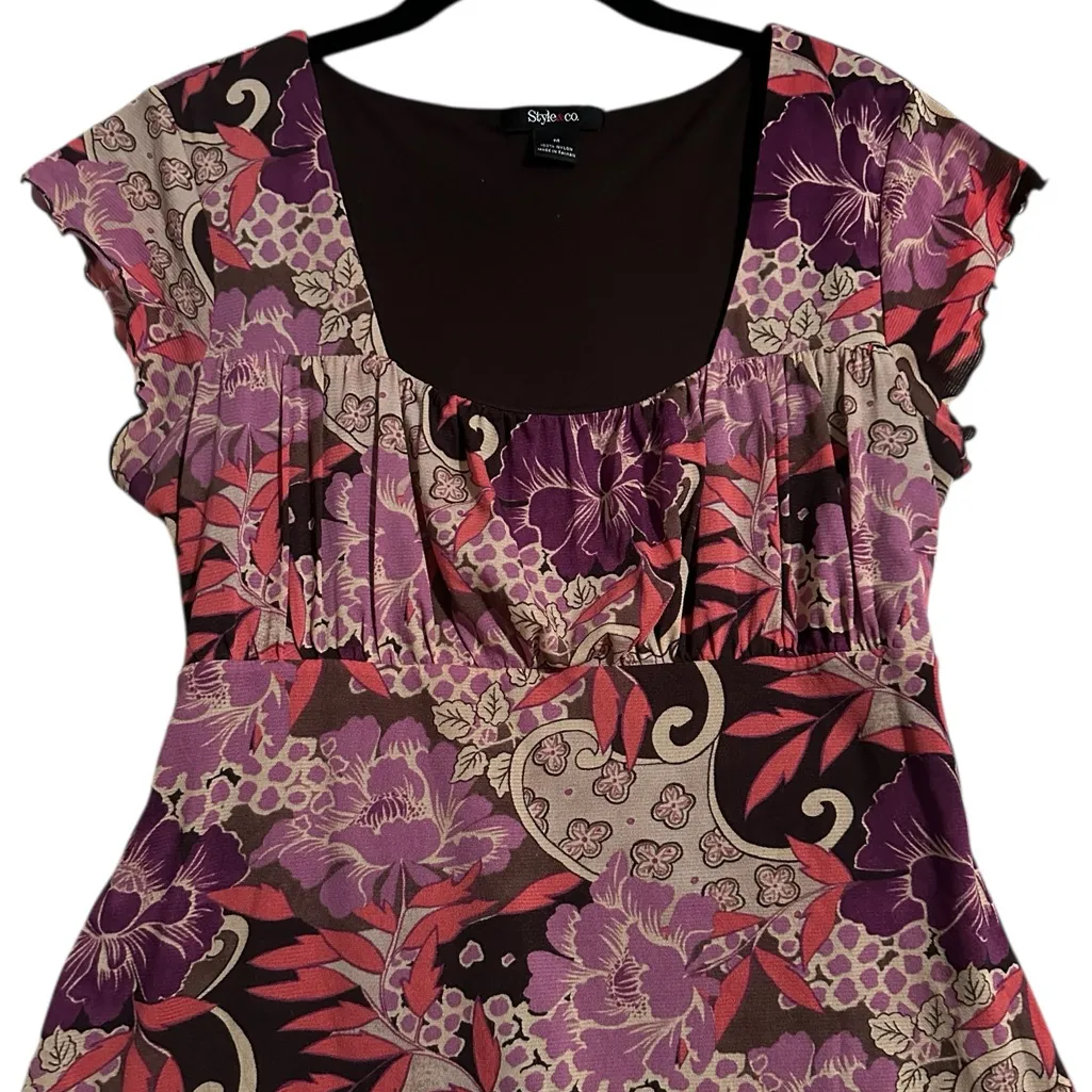 Vintage Style & Co Y2K Babydoll Top Milkmaid  Floral 90s WhimsiGoth Size Medium - Image 4