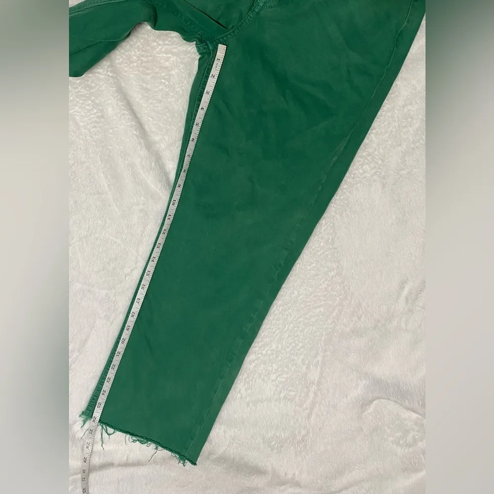 Solid Color Wide Leg Cropped Jeans Green - Image 9