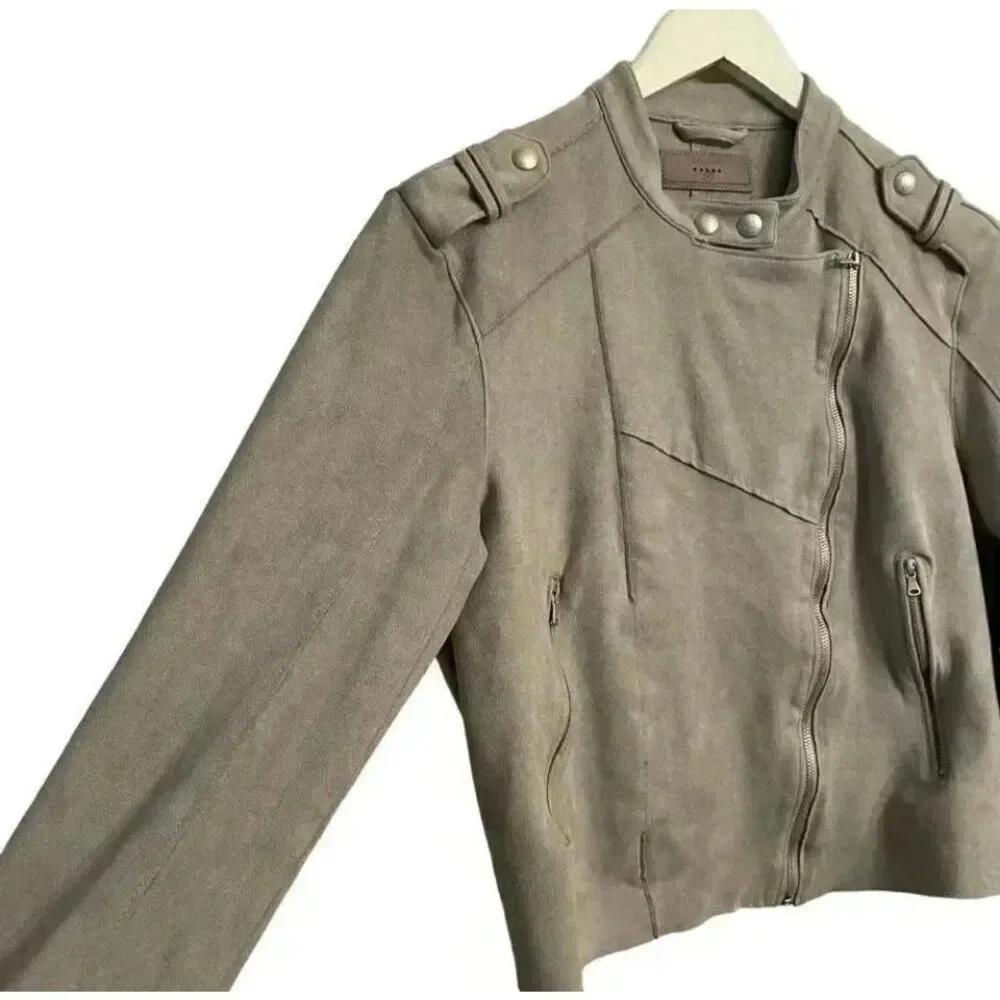 BLANKNYC Faux Suede Moto Bomber Jacket Vapor Nordstrom Grey Women’s SZ S Gray - Image 13