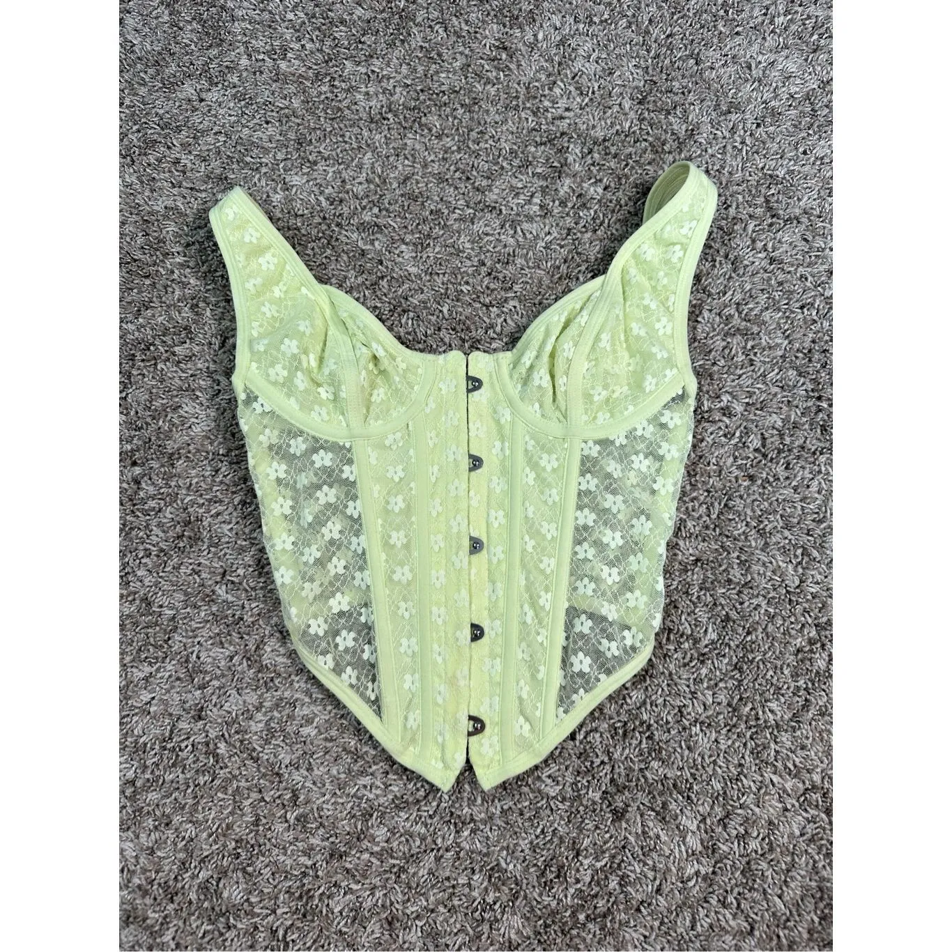 Urban Outfitters Out From Under Wildflower Lace Corset Top Yellow Underwire S - Image 4