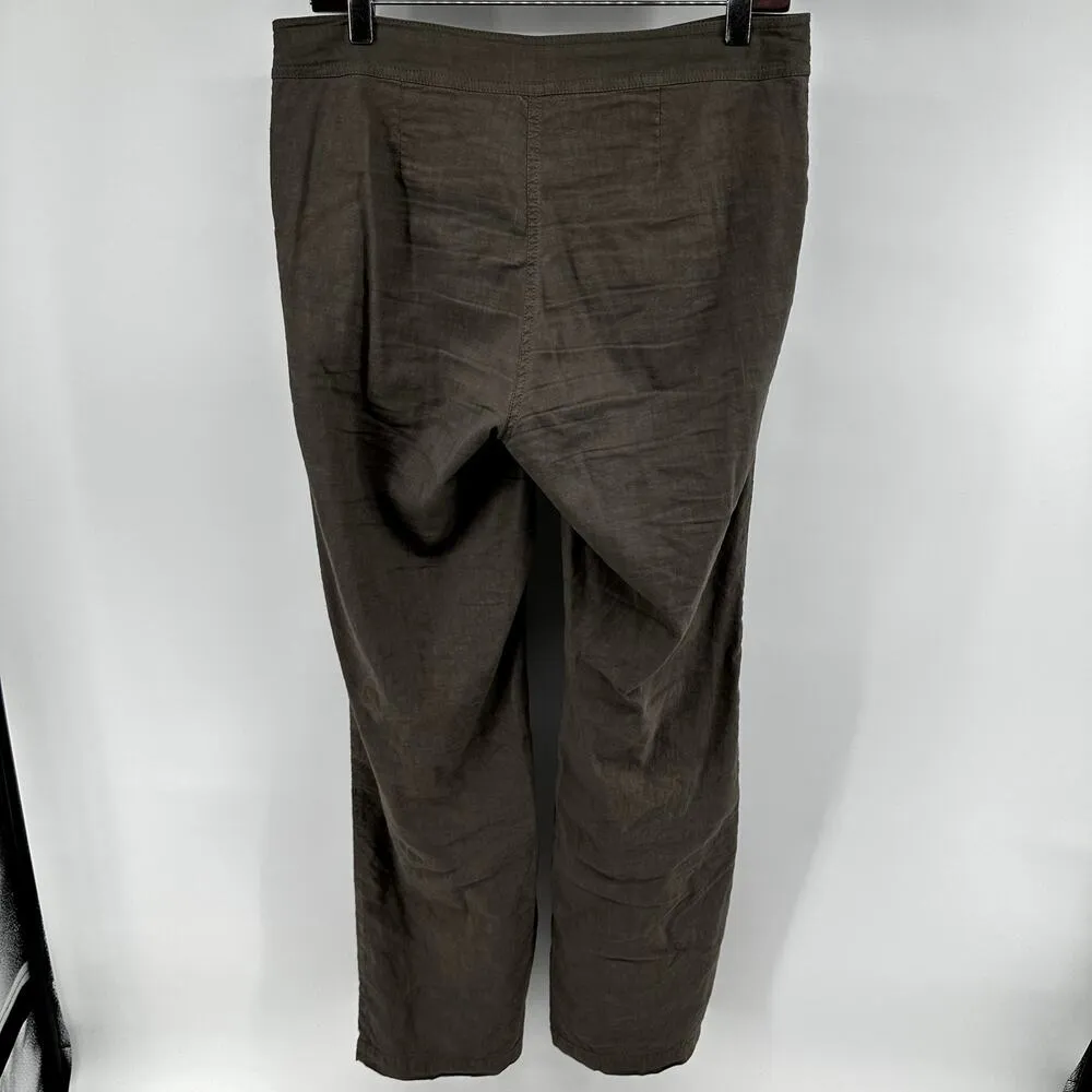 Eileen Fisher Linen Trousers Dress Pants Hook & Eye Stretch Pocket Beige 4 34x31 - Image 6