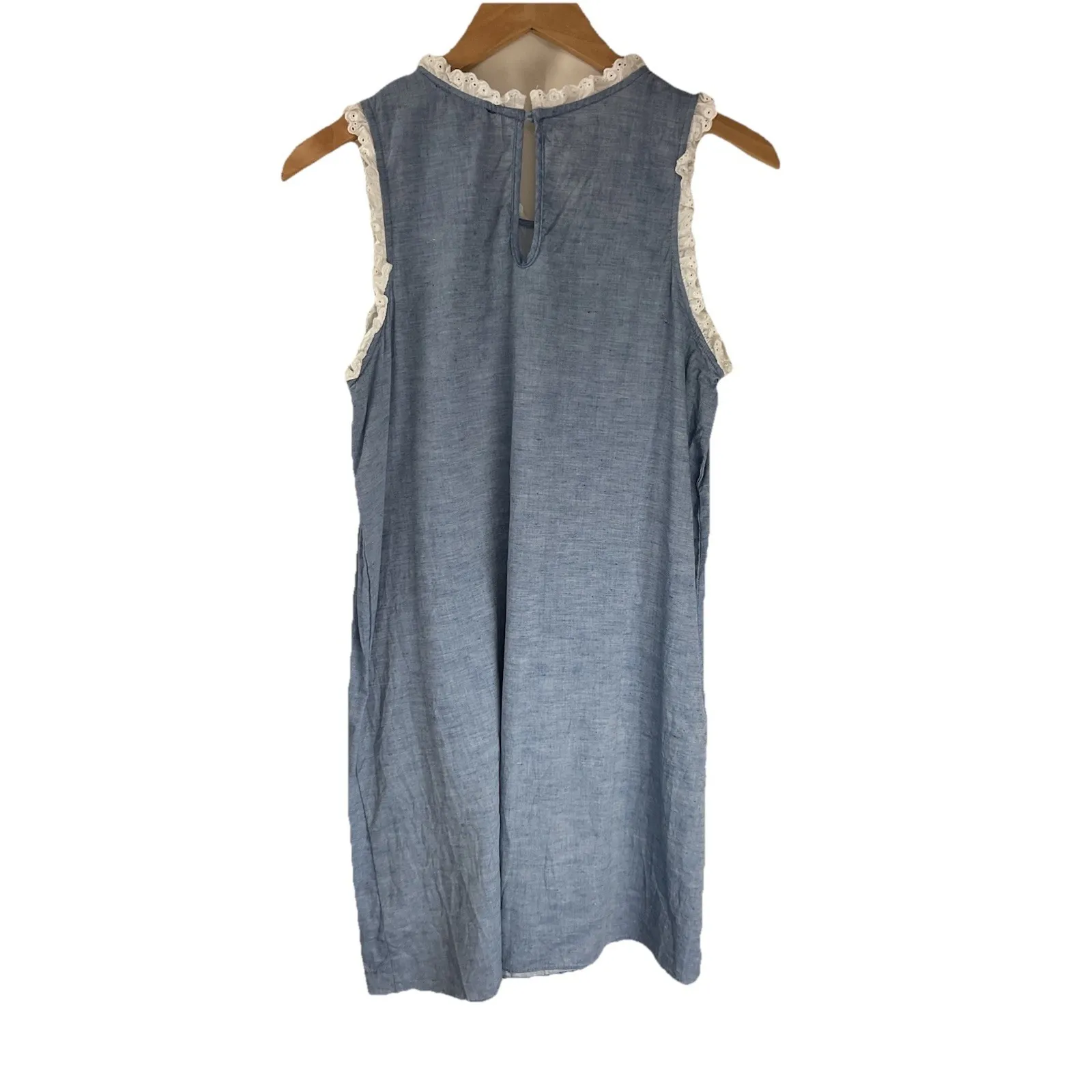 Tuckernuck Chambray Lotte Blue Dress Lace Trim S pockets cottagecore cover-up - Image 7