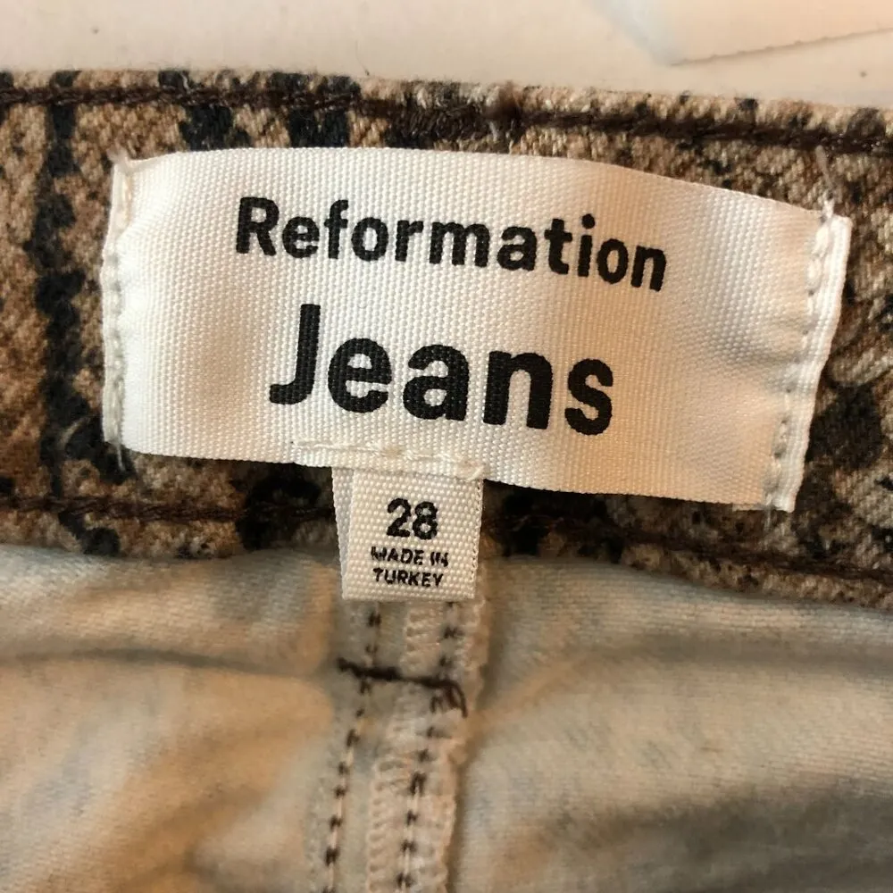 Reformation Jeans Peyton Snake High Rise Bootcut Jeans Brown 28 - Image 4