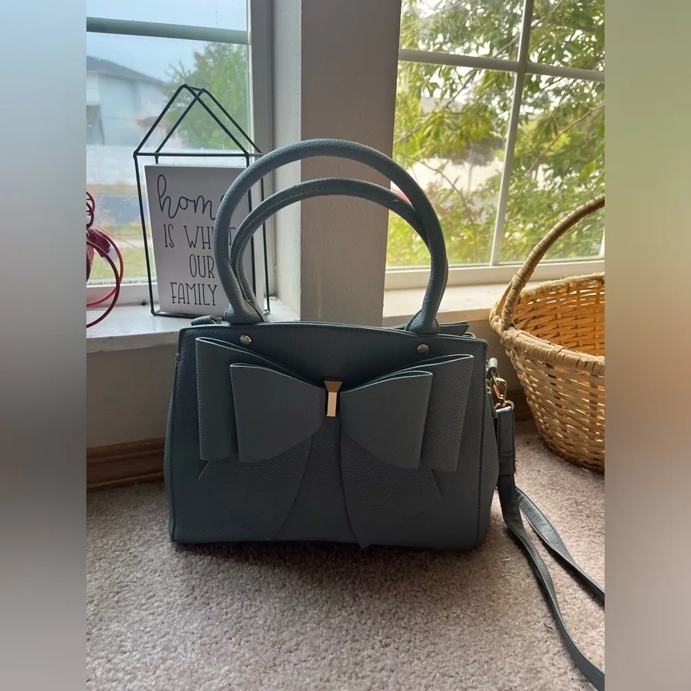 Light Blue Bow Top Handle Shoulder Bag | Cute Coquette Soft Girl Purse - Image 10