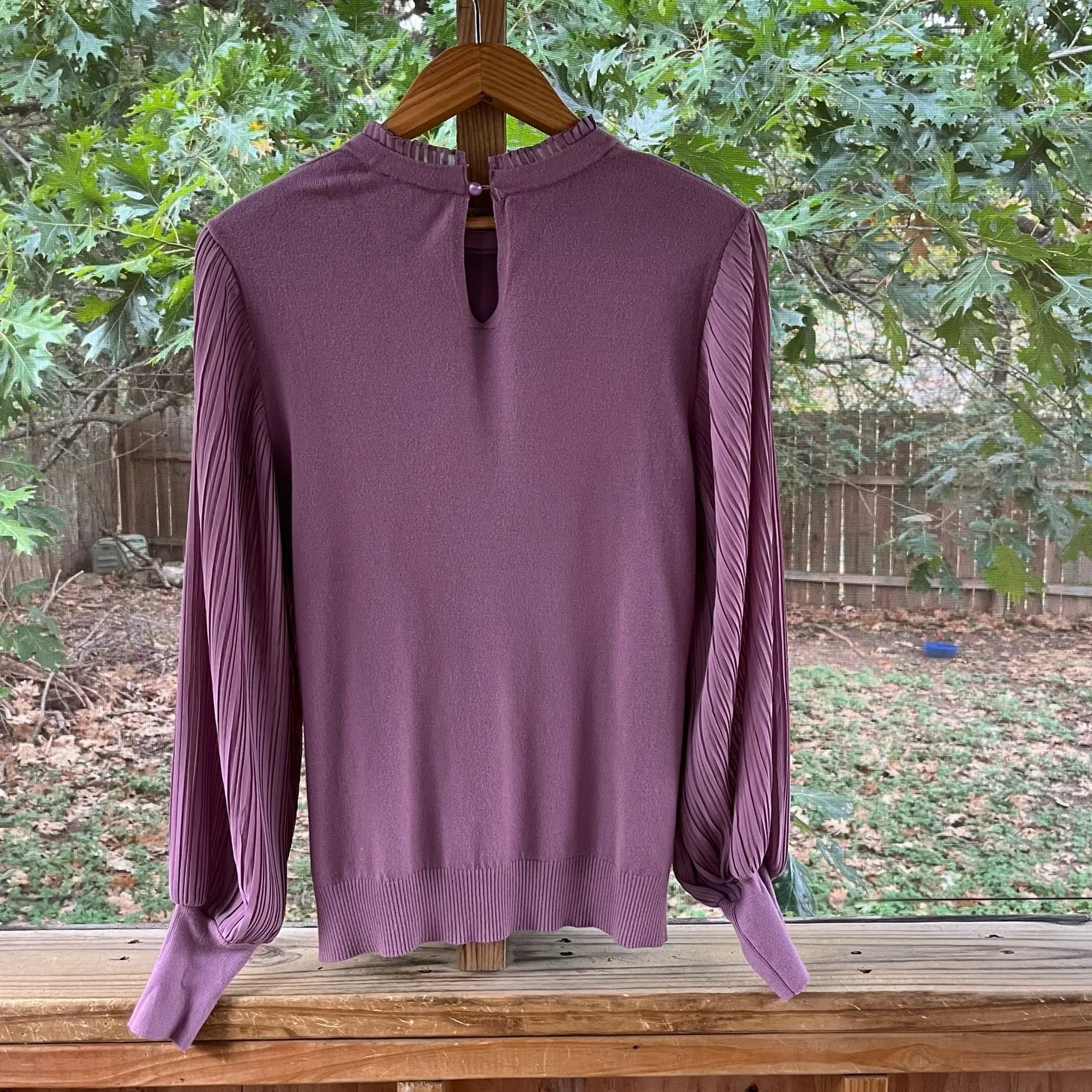 Sioni Women's Milano Sweater Pleated Bishop Sleeves Purple Size L Size L - Image 2