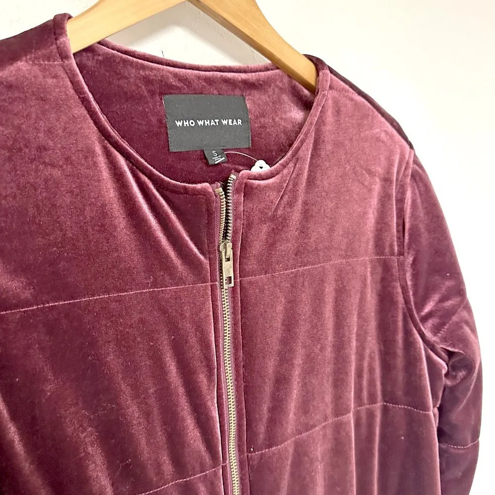 Who What Wear Quilted Velvet Coat - Image 3