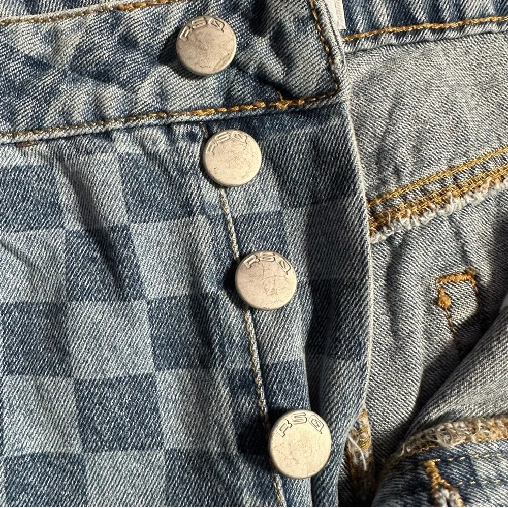 RSQ x Tillys Checkerboard Denim Straight Leg Jeans in Blue Medium Wash - Size 29 - Image 6