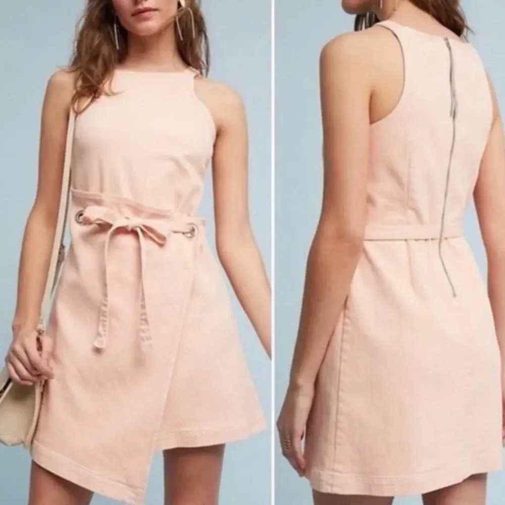 Holding Horses Anthropologie Regatta Wrap Denim Dress Pink Zip Up Women’s Size 0 - Image 2