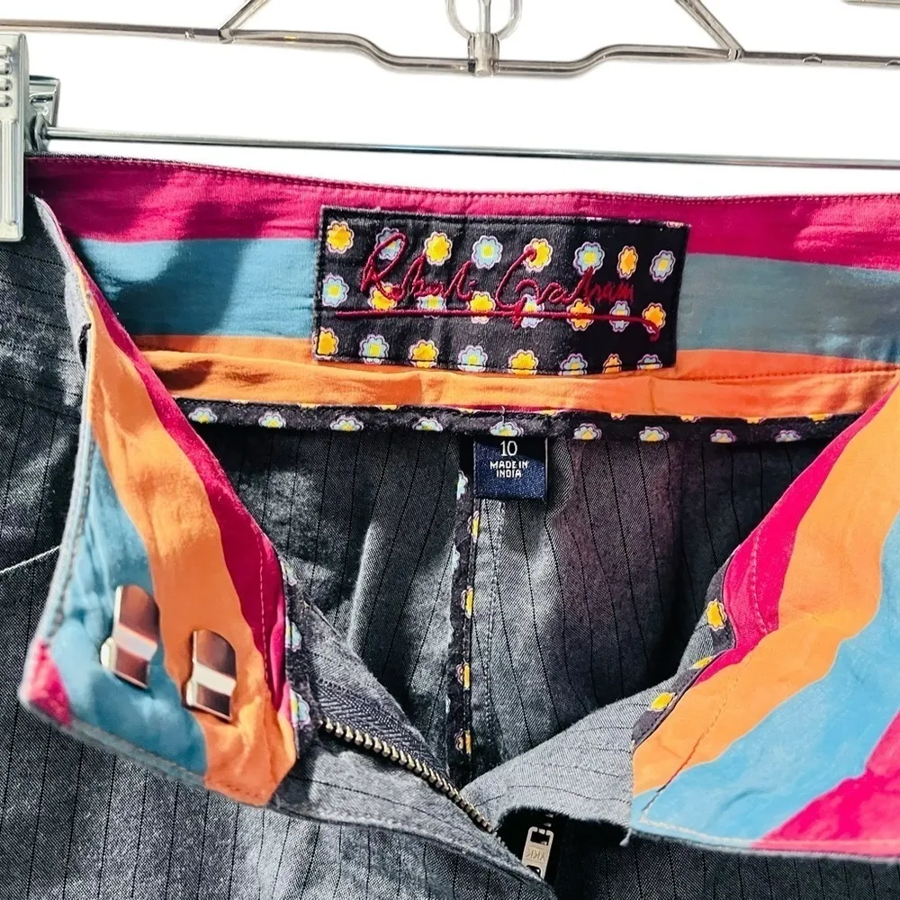 Robert Graham Women's Pinstripe Chino Pants Size 10 100% Cotton Lightweight Blue - Image 6