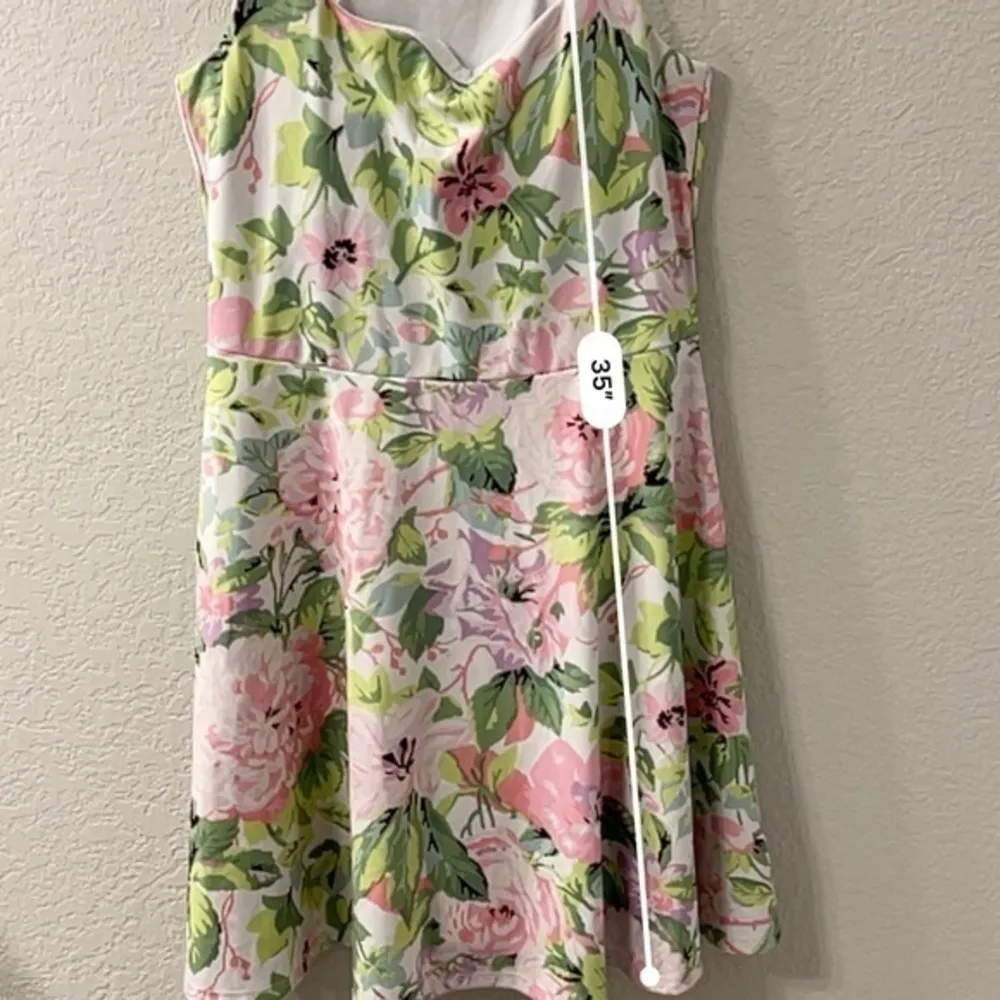 LAURA ASHLEY SZ. M‎ Golf Tennis Active Dress Racer back pink floral Print - Image 4