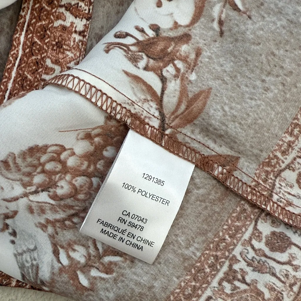 Rachel Zoe Satin Short Sleeve Button Down Collared Blouse Shirt Boho Brown Small - Image 10