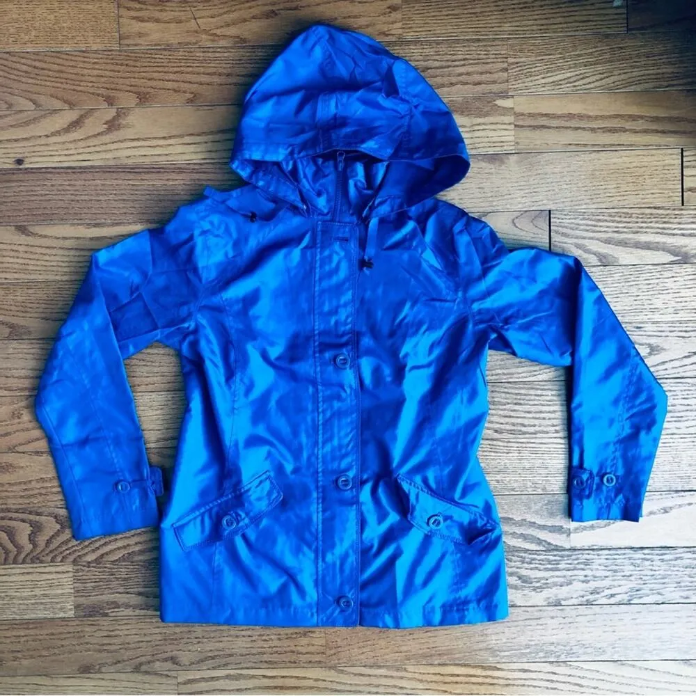 Lands’ End Rain Windbreaker Hooded Royal Blue Jacket Women’s Size XS (4 - Image 9
