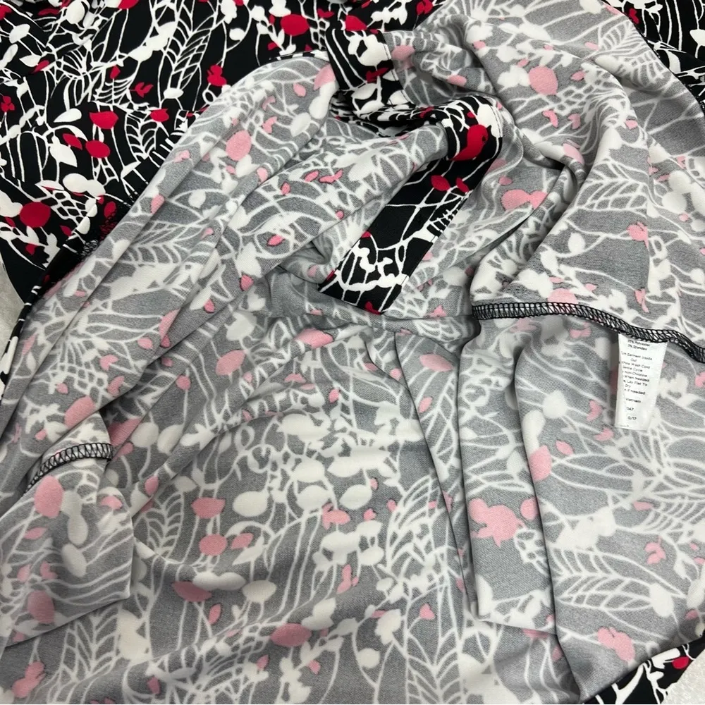 Talbots Ruffle Sleeve Jersey Vine Print M collared button up Shirt Dress w/belt - Image 11