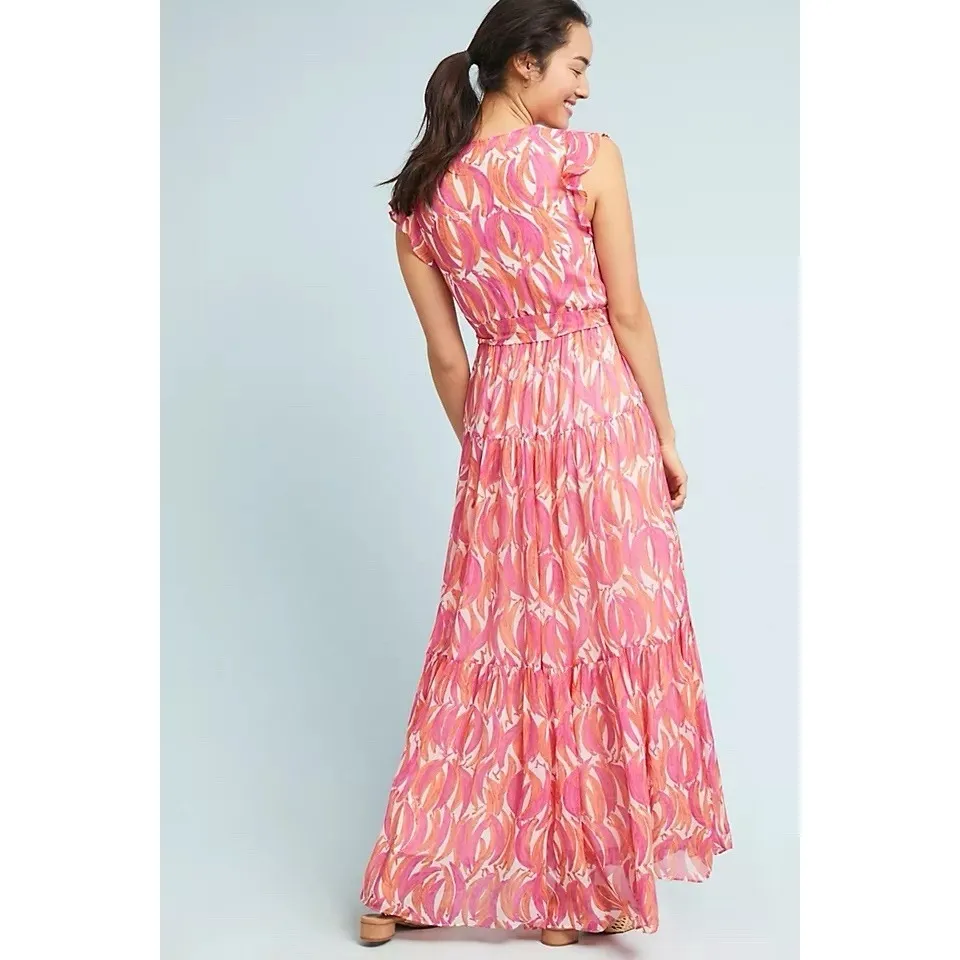 NEW $188‎ Maeve Banana Grove Dress Long Chiffon Romantic Summer Maxi Dress Sz 4 - Image 2