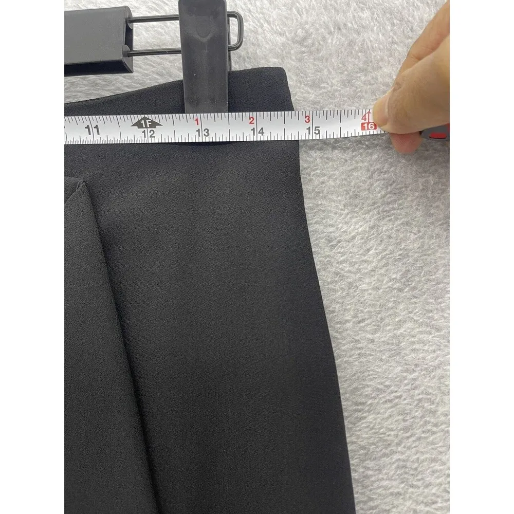 J.Crew Women's A Line Skirt Solid Black Ruffle Trim Size 4 Lined Knee Length - Image 10