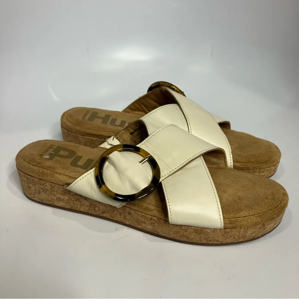 Hush puppies‎ June platform criss cross sandals slides white tan women’s size 10 - Image 2
