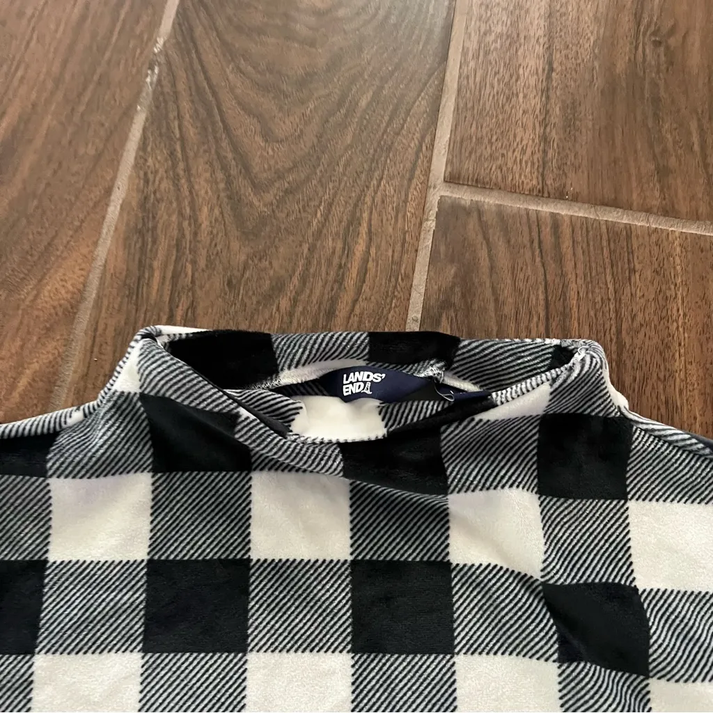 Plaid Lands End Fleece top size L Black Size L - Image 4