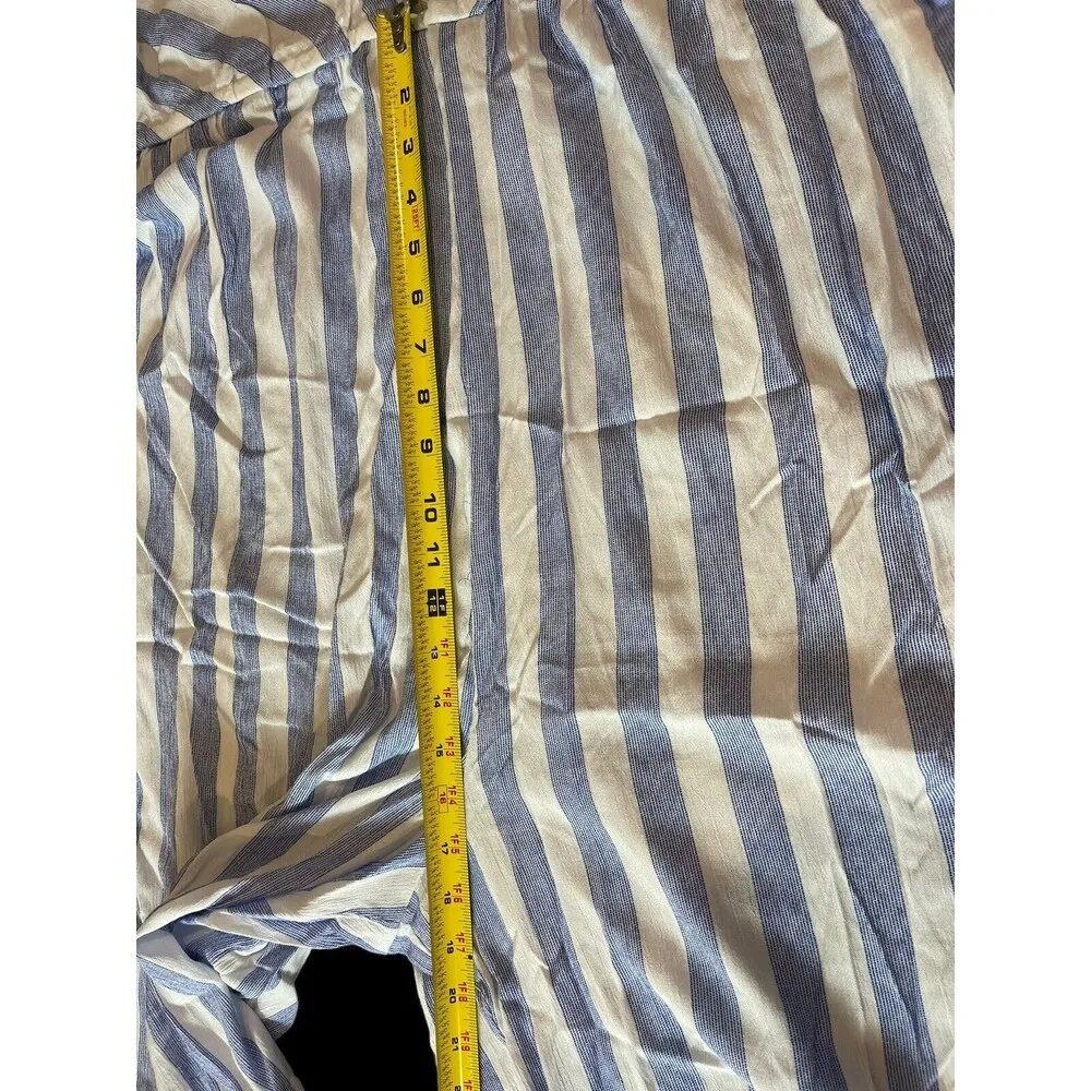 Catherines Cap Sleeve Blue White Striped Nautical Chevron Wide Leg Jumpsuit 32W - Image 11