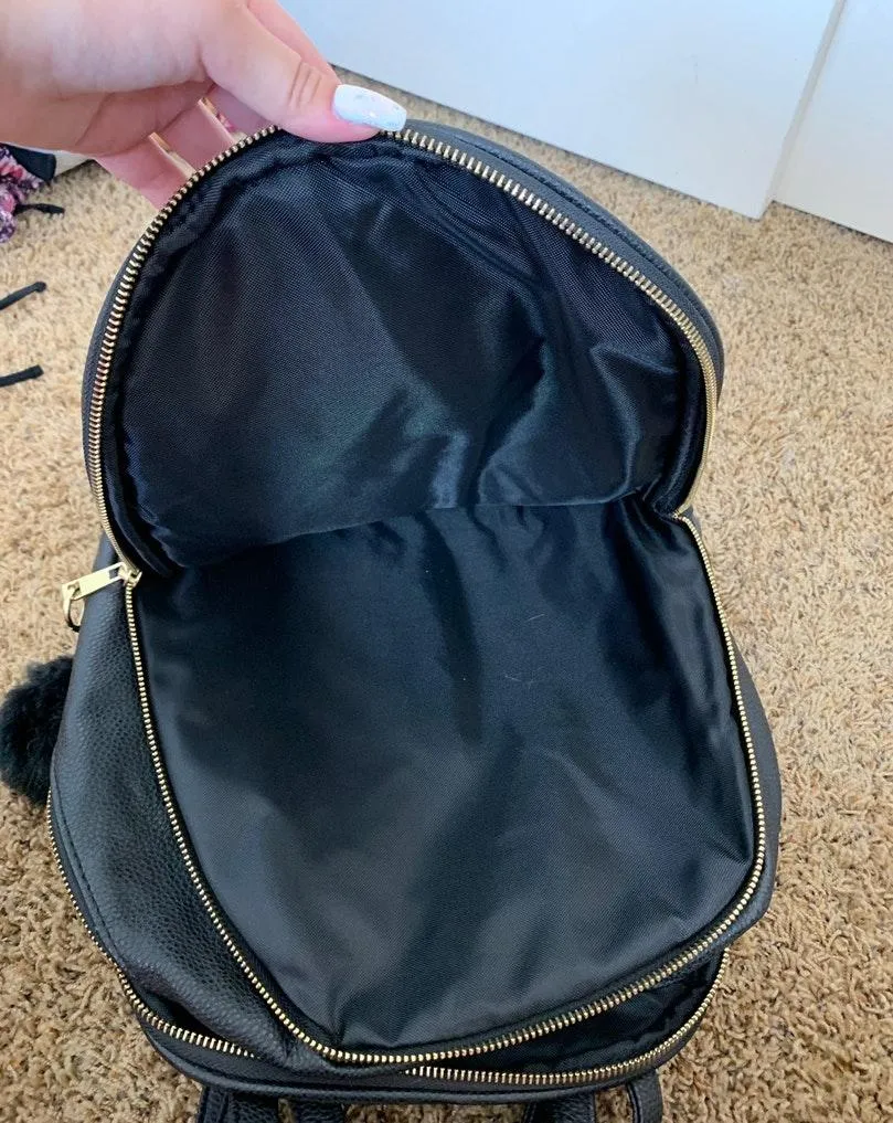 Black Faux Leather Backpack - Image 5