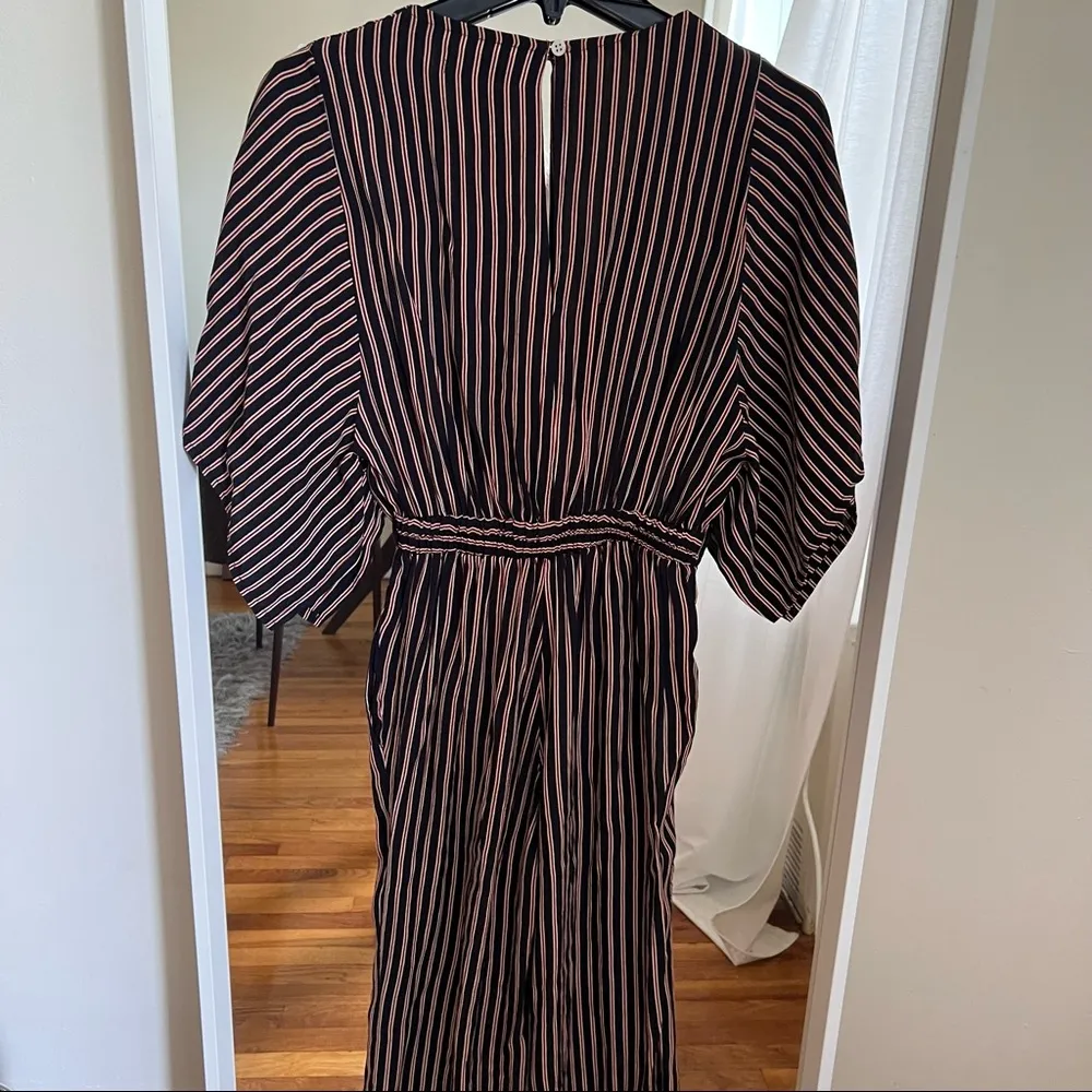 FAITHFULL THE BRAND San Marino Striped Print Tilos Jumpsuit Blue Red Size 2 C4 - Image 4