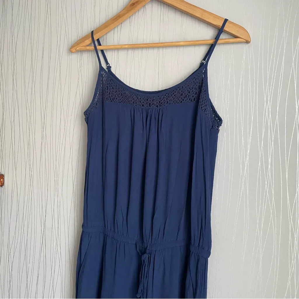 GAP Navy Blue Jumpsuit Womens Small Crochet Lace Drawstring Waist Sleeveless - Image 6