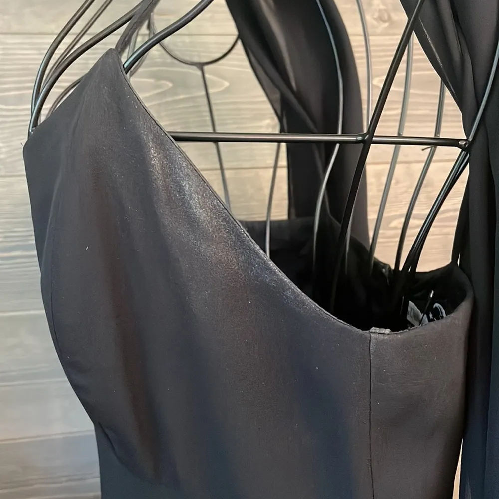 Black, spaghetti, strap size 8, formal occasion, dress with shawl Black - Image 5