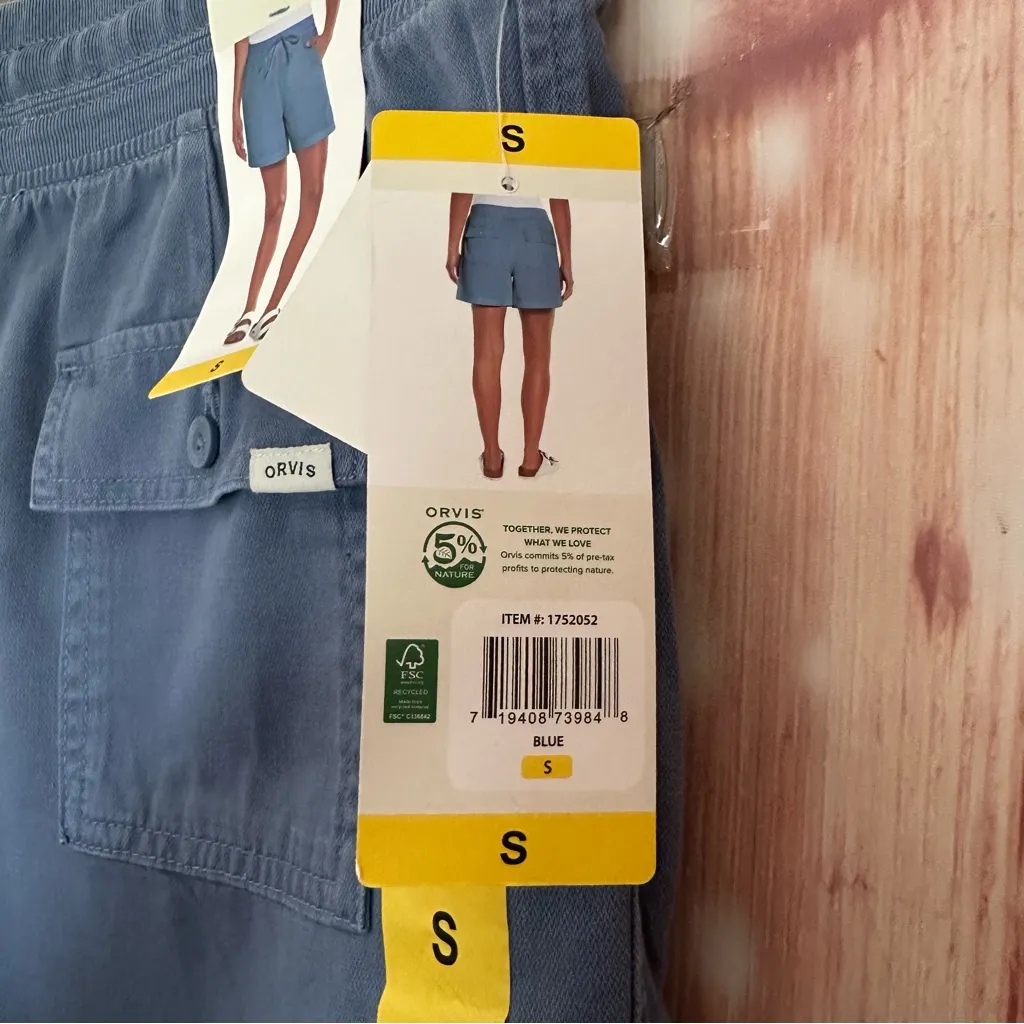 Orvis Blue Drawstring Waist Pull On Chino Shorts - Image 8