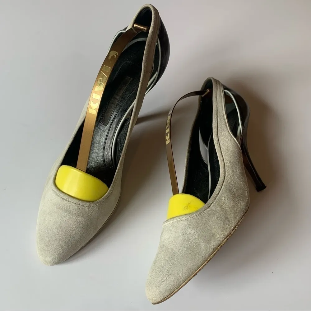 Narciso Rodriguez White And Black Suede Heels Size 40 - Image 9