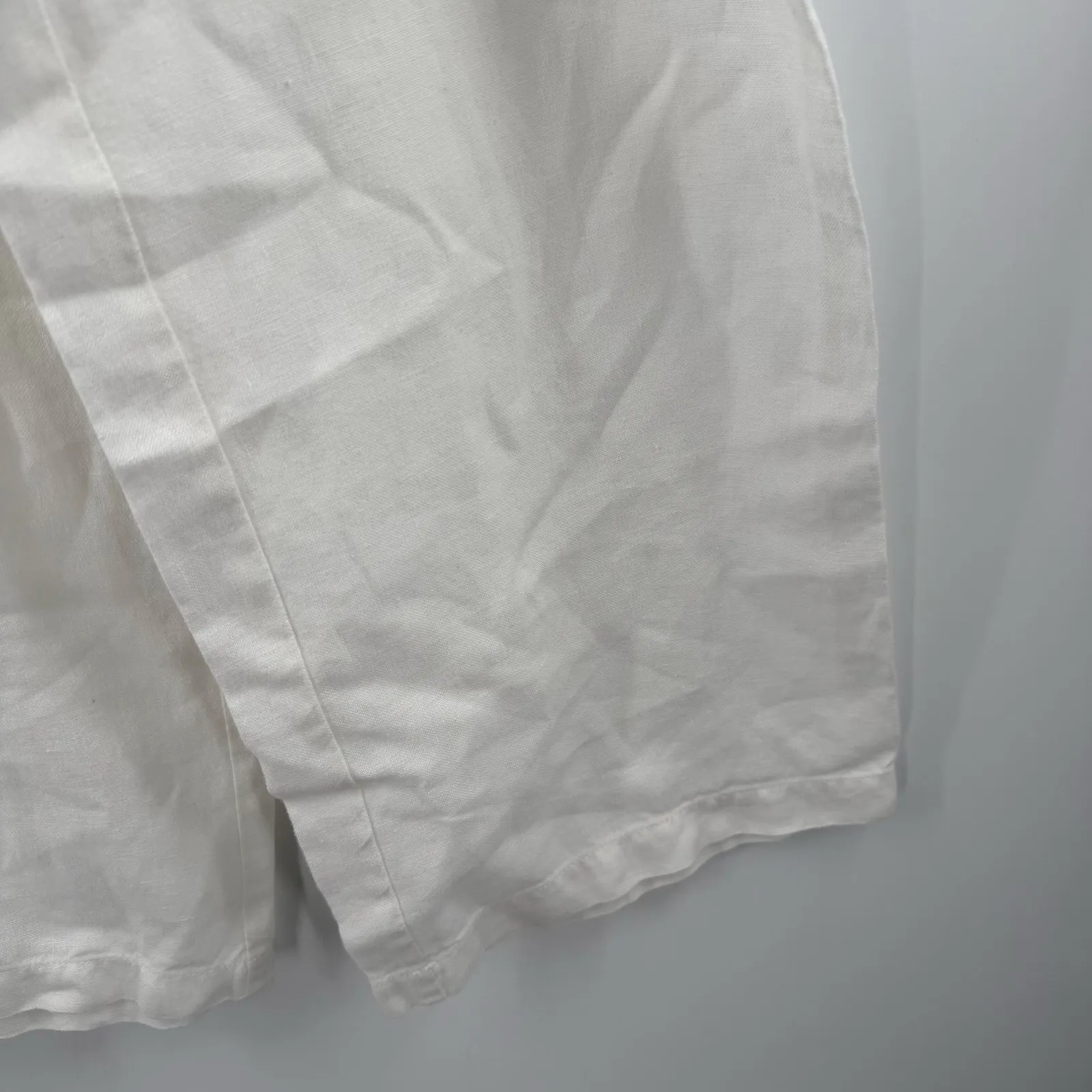 EILEEN FISHER Pants Small 100% Linen White Wide Leg Crop Side Zipper Lagenlook - Image 11