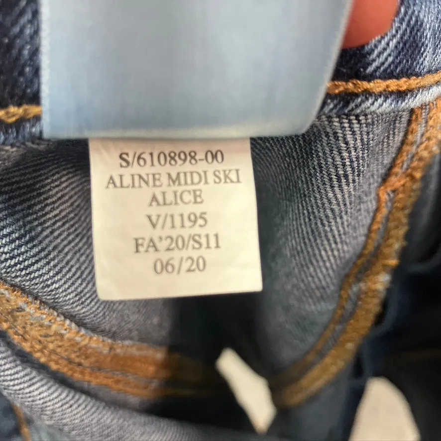 Old Navy‎ Aline Midi Skirt Alice Denim button Front Womens 6 Dark wash Classic - Image 10