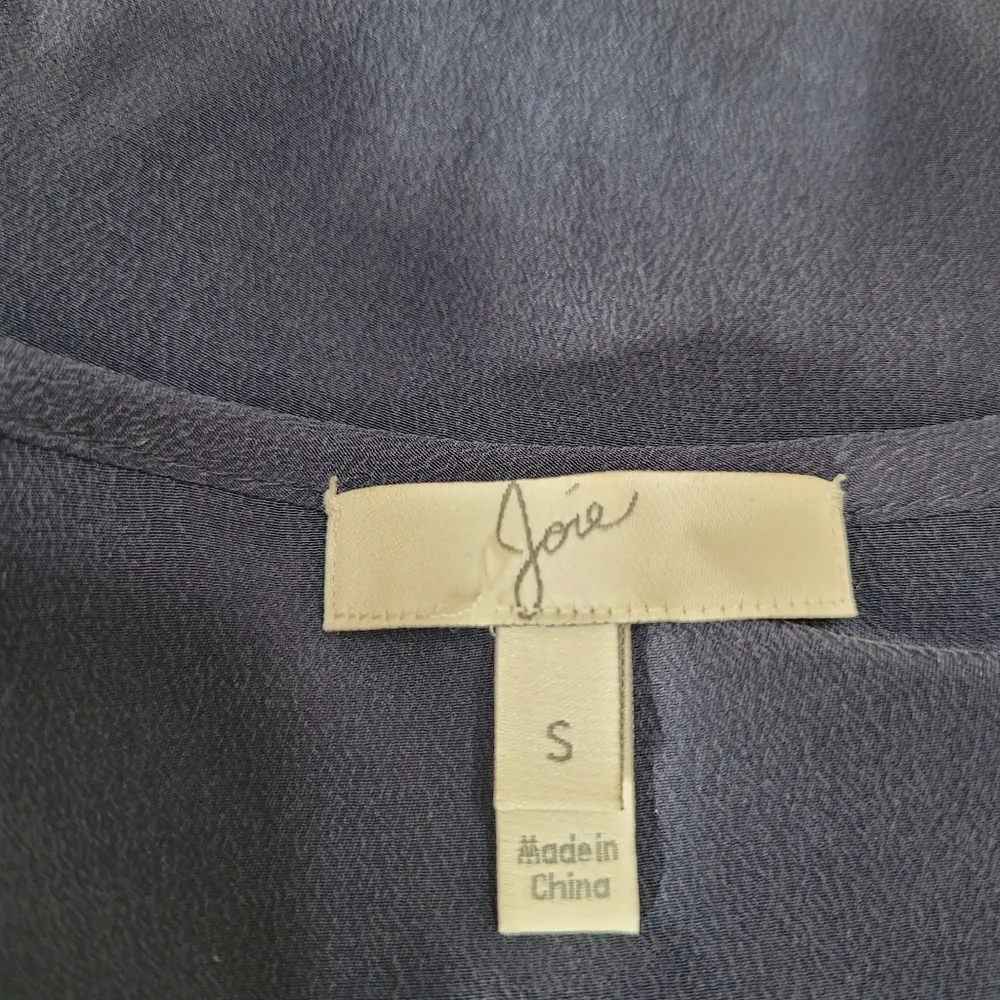 Joie  Navy Button Front Silk Short Sleeve Blouse - Image 7