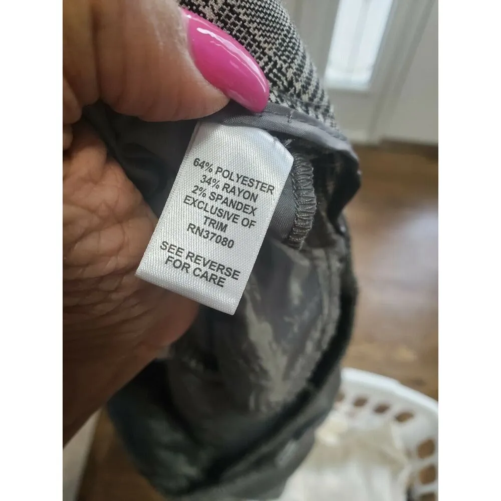 Cato Women's Plaid Gray Polyester Mid Rise Wide Leg Ankle Dress Pant Size 16 - Image 10