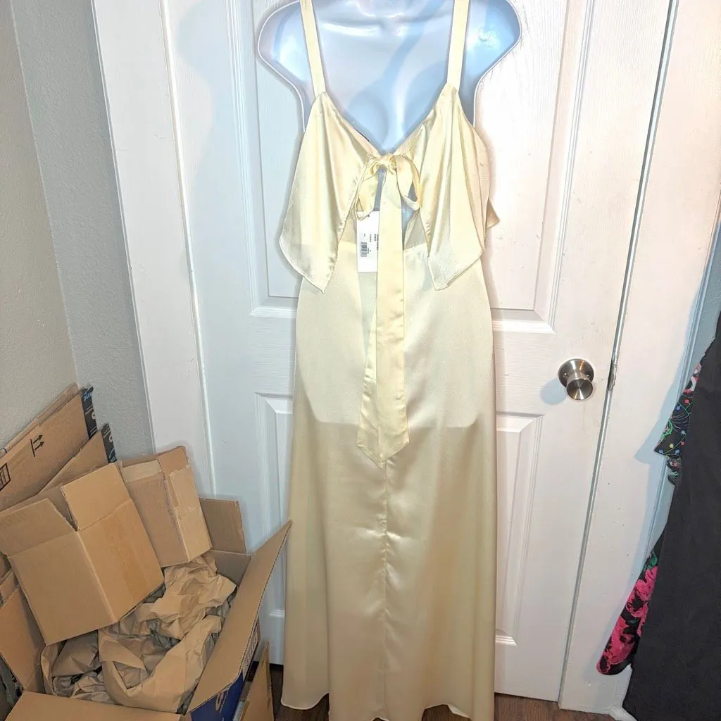 Modcloth Molly Bracken My New Chapter Maxi Dress Cream White Overlay Tie Bow Bac - Image 8