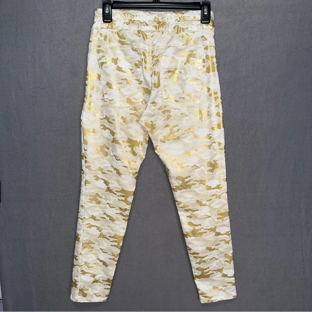 Bevy Flog Gold Camo Cotton Lycra Statement Luxury Designer joggers size 28 White - Image 4