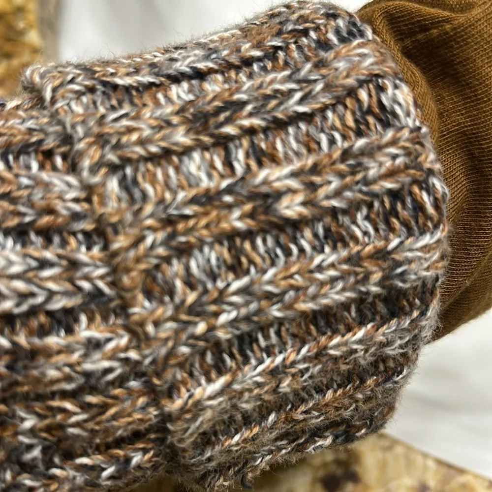 Comfy Warm Sweater Heather Brown Turtleneck Pullover Vintage Thick Crochet - Image 15