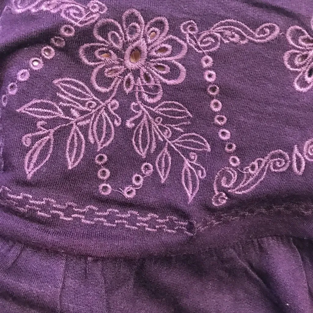 Daniel Rainn Rayon Blouse Long Sleeve Women's Medium Embroidered Detail Purple - Image 4