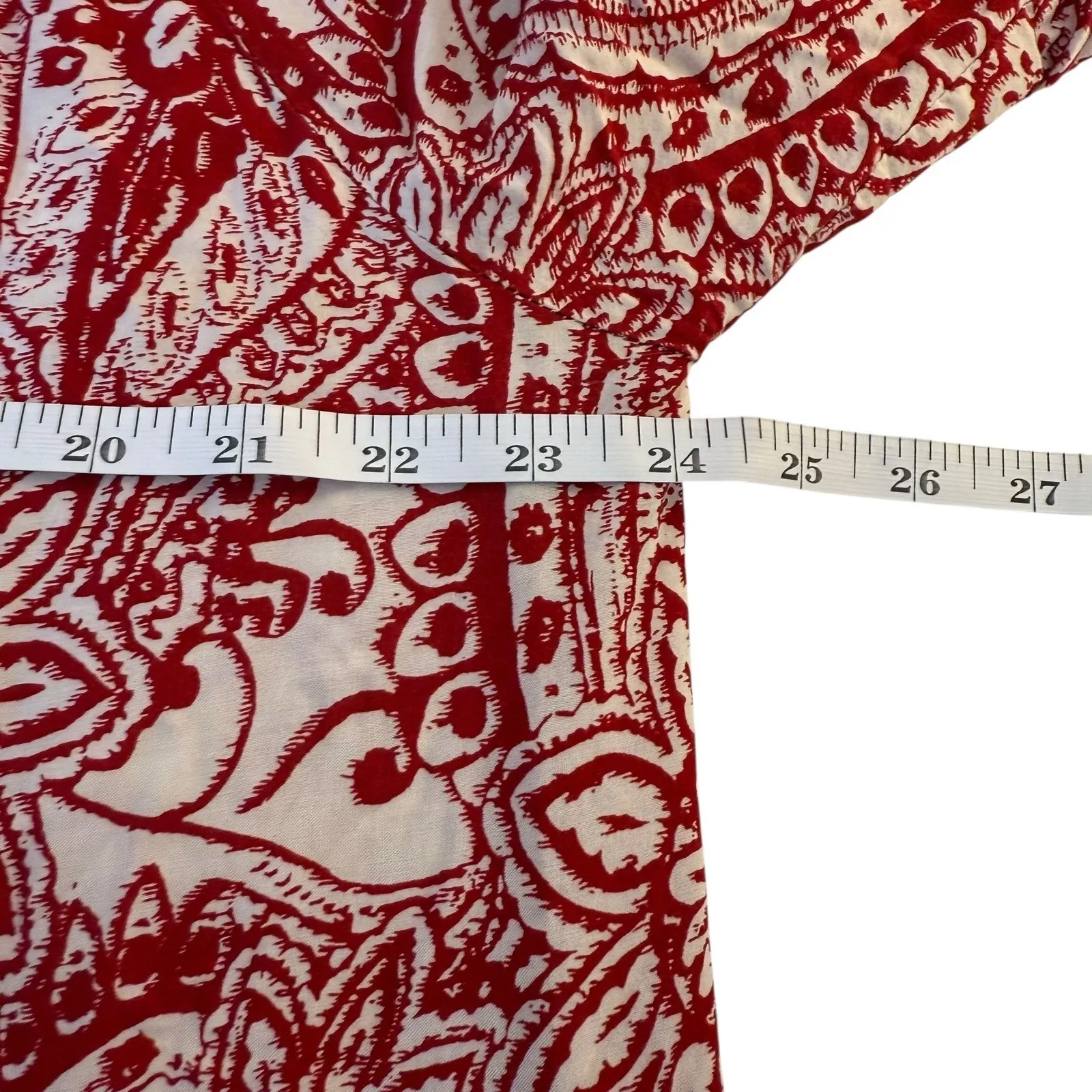 Umgee Dress Off Shoulder Bell Sleeve Red Paisley Floral 2XL Boho Peasant Holiday - Image 8