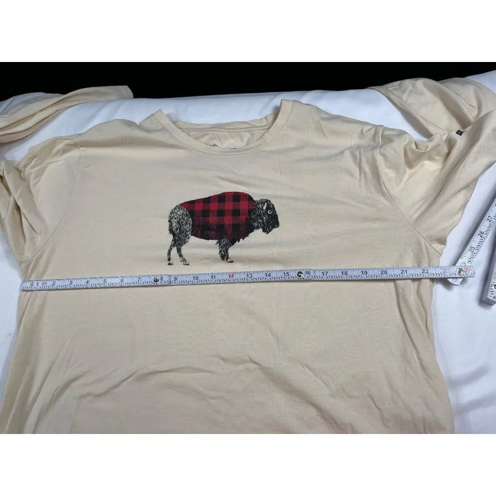 Columbia SKU 7689 Womens Beige Long Sleeve Buffalo Print T Shirt Size XL - Image 5