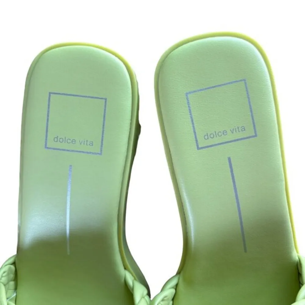 Dolce Vita Goldy Slides Shoes Platform Shoes Slides Lime Green Braided‎ Size 8 - Image 5