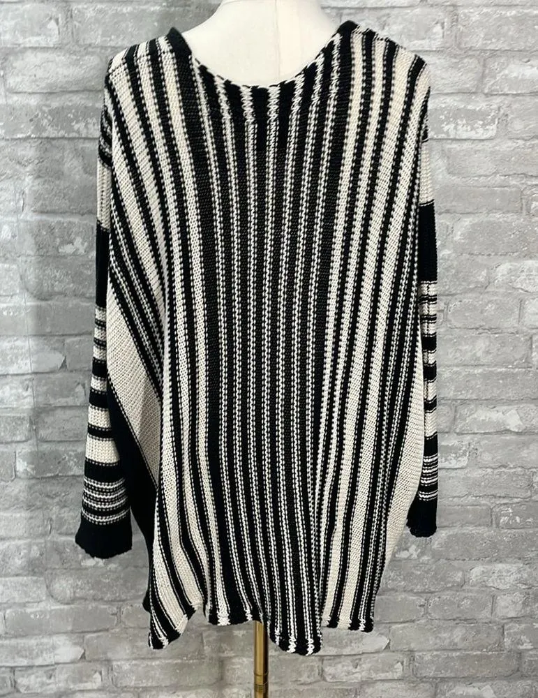 Miou Muse Oversized Stripe Knit Sweater Black Size L - Image 5