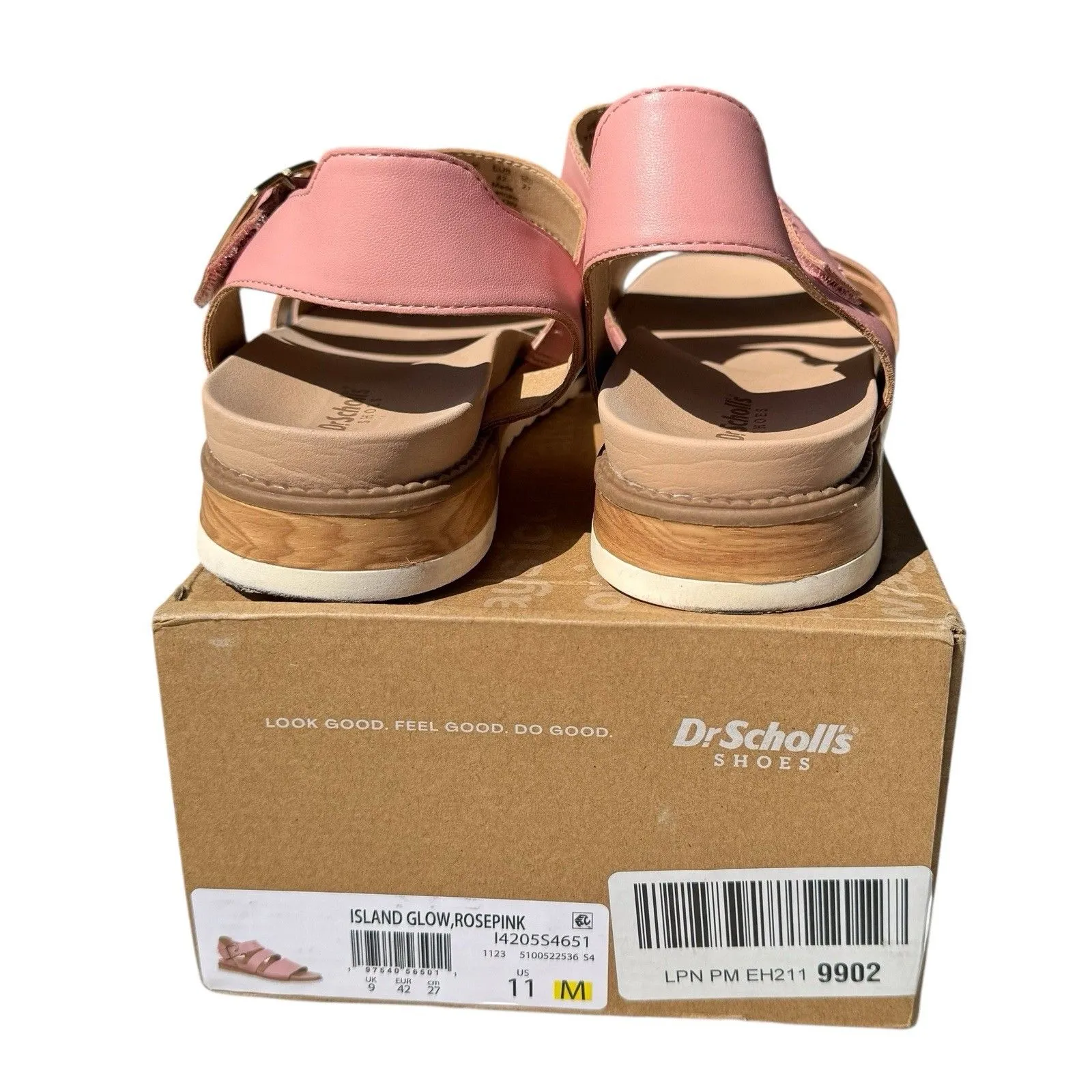 Dr. Scholl's Strappy Sandals Womens 11 M Island Glow Pink Ankle Strap Hook Loop - Image 5