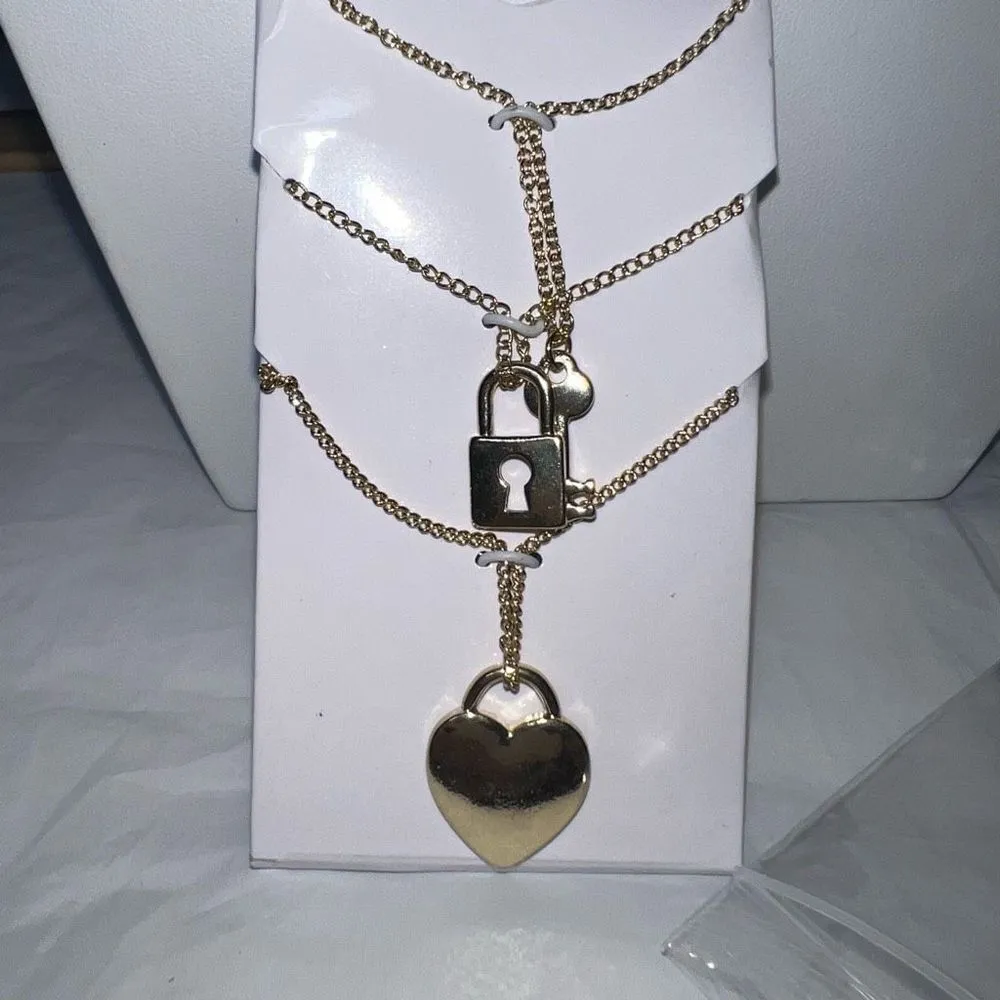 Set of Three Gold Tone Charm‎ Necklace Set - Image 2