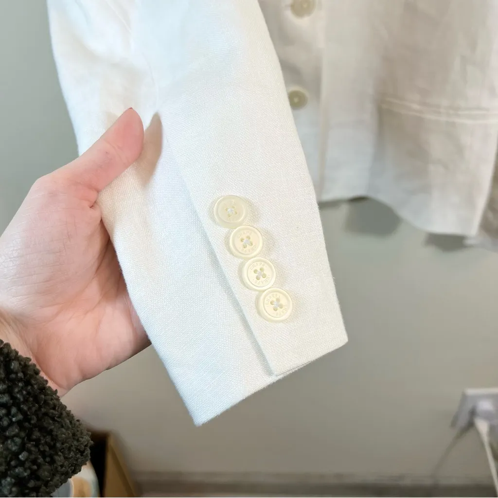 CHAPS  White Linen Blazer Jacket Women’s 14 - Image 5