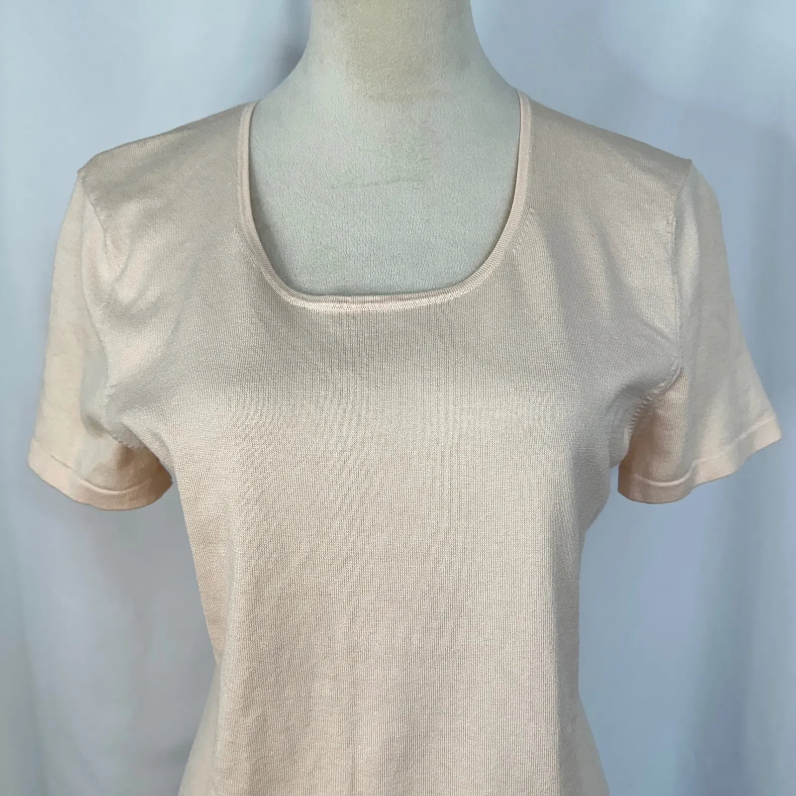 NWT Rena‎ Rowan Knit Top Short Sleeve Square Neck Silk Blend Women Large - Image 2